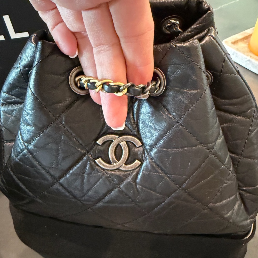 Chanel Black Quilted Drawstring backpack - image 3